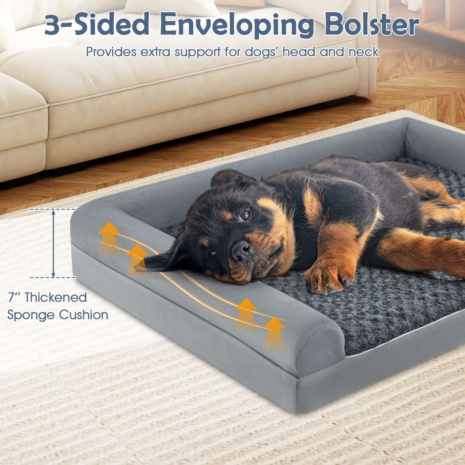 Orthopedic Foam Dog Bed Large Dog Sofa Couch with Removable Cover