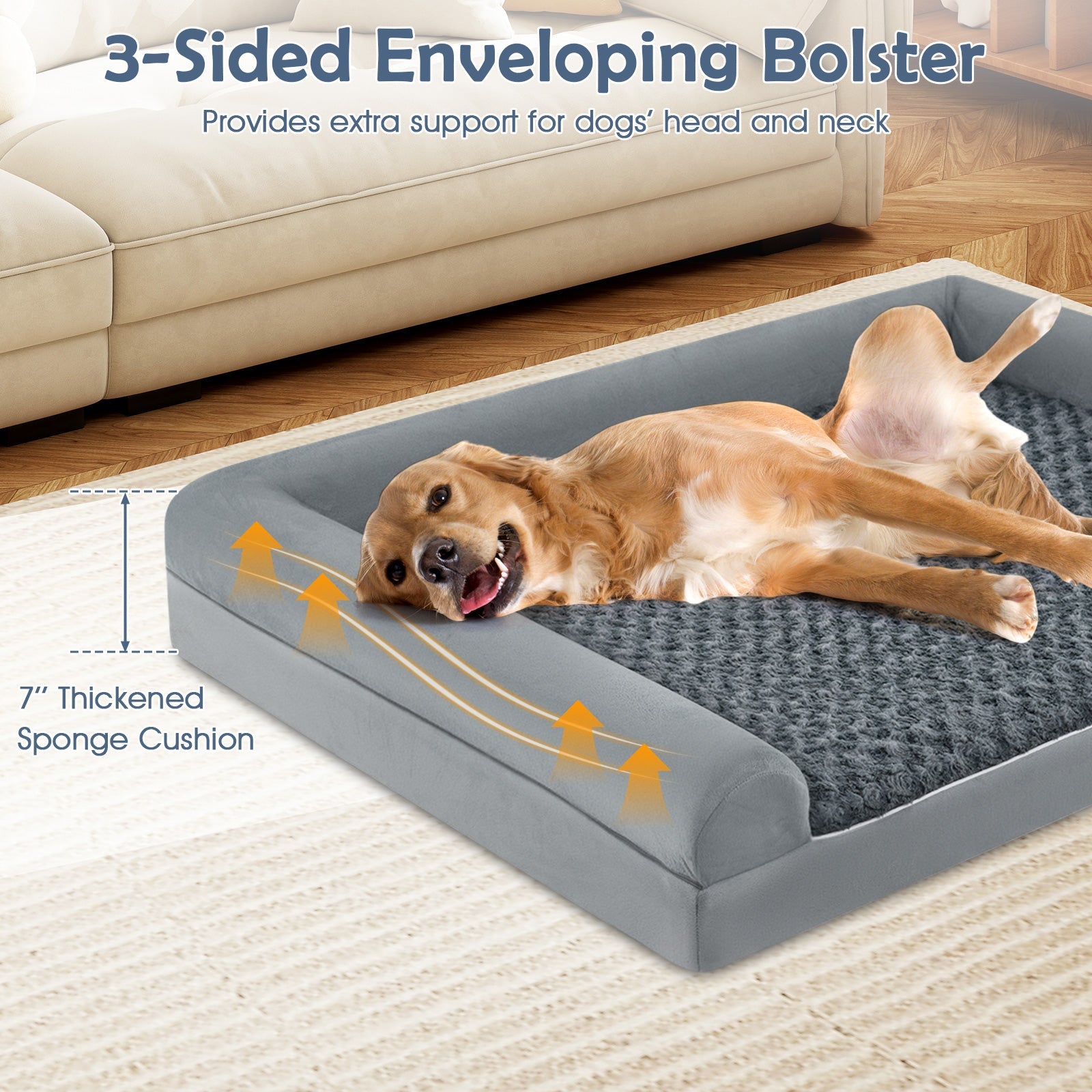 Orthopedic Foam Dog Bed Large Dog Sofa Couch with Removable Cover